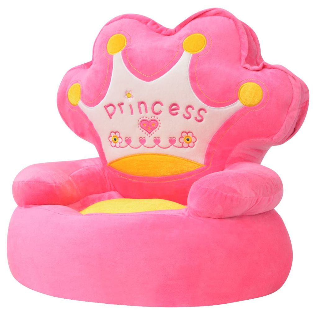 Rózsaszín plüss gyerekszék princess felirattal Rózsaszín plüss gyerekszék princess felirattal