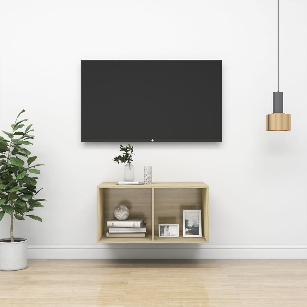 Sonoma-tölgy színű forgácslap fali tv-szekrény 37 x 37 x 72 cm Sonoma-tölgy színű forgácslap fali tv-szekrény 37 x 37 x 72 cm