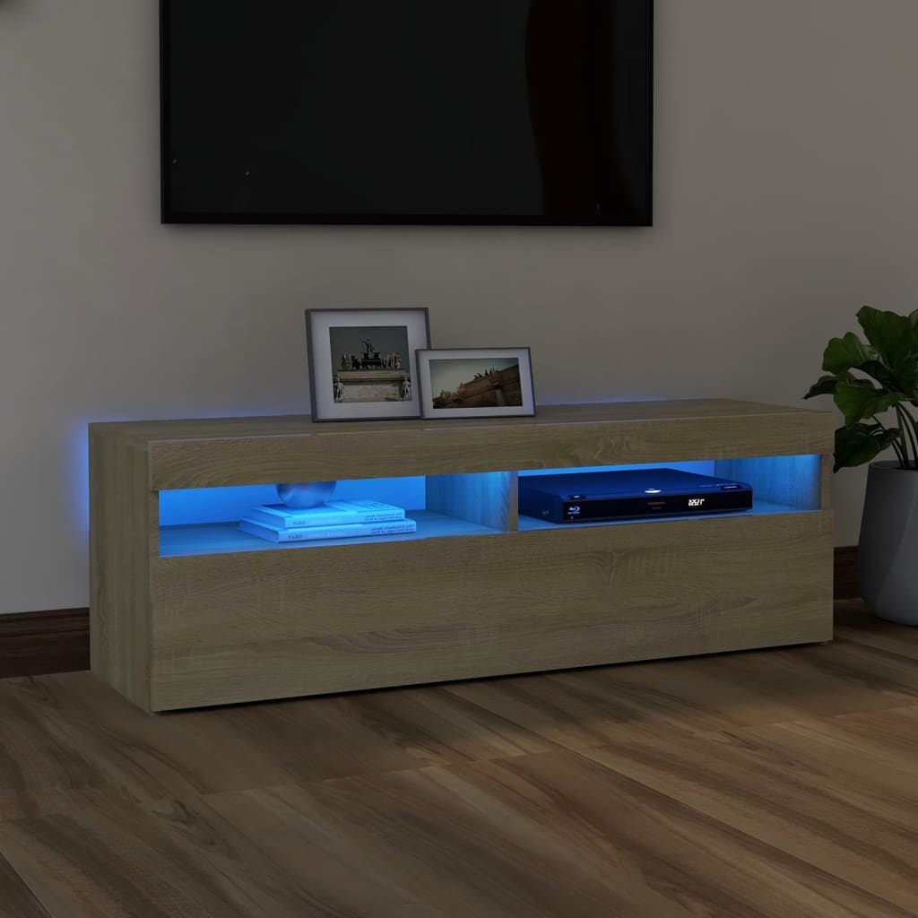Sonoma-tölgy színű tv-szekrény led-lámpákkal 120 x 35 x 40 cm Sonoma-tölgy színű tv-szekrény led-lámpákkal 120 x 35 x 40 cm
