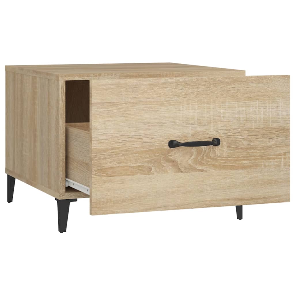 Sonoma-tölgyszínű dohányzóasztal fémlábakkal 50 x 50 x 40 cm