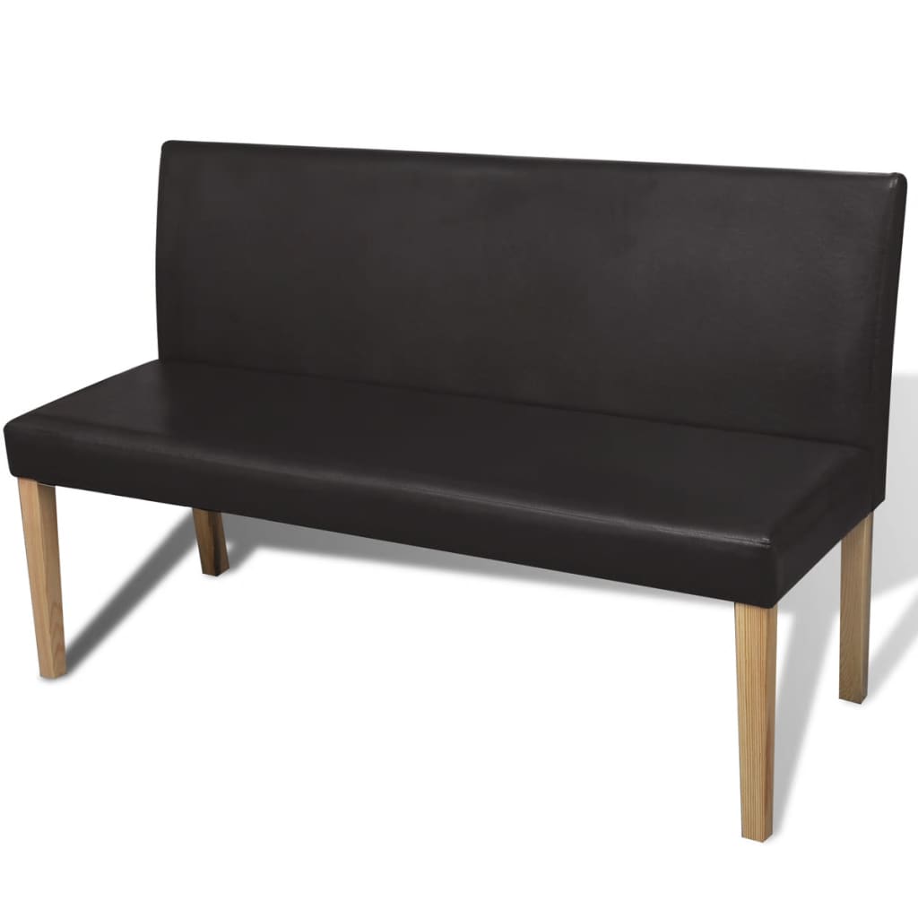 Sötétbarna műbőr pad 139,5 cm