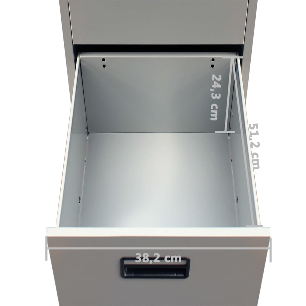 Szürke háromfiókos acél irattartó szekrény 102,5 cm