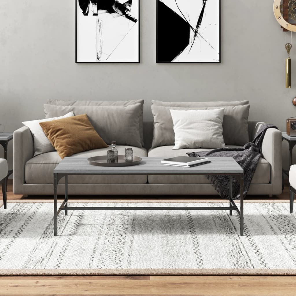 Szürke sonoma szerelt fa dohányzóasztal 100 x 50 x 35 cm Szürke sonoma szerelt fa dohányzóasztal 100 x 50 x 35 cm