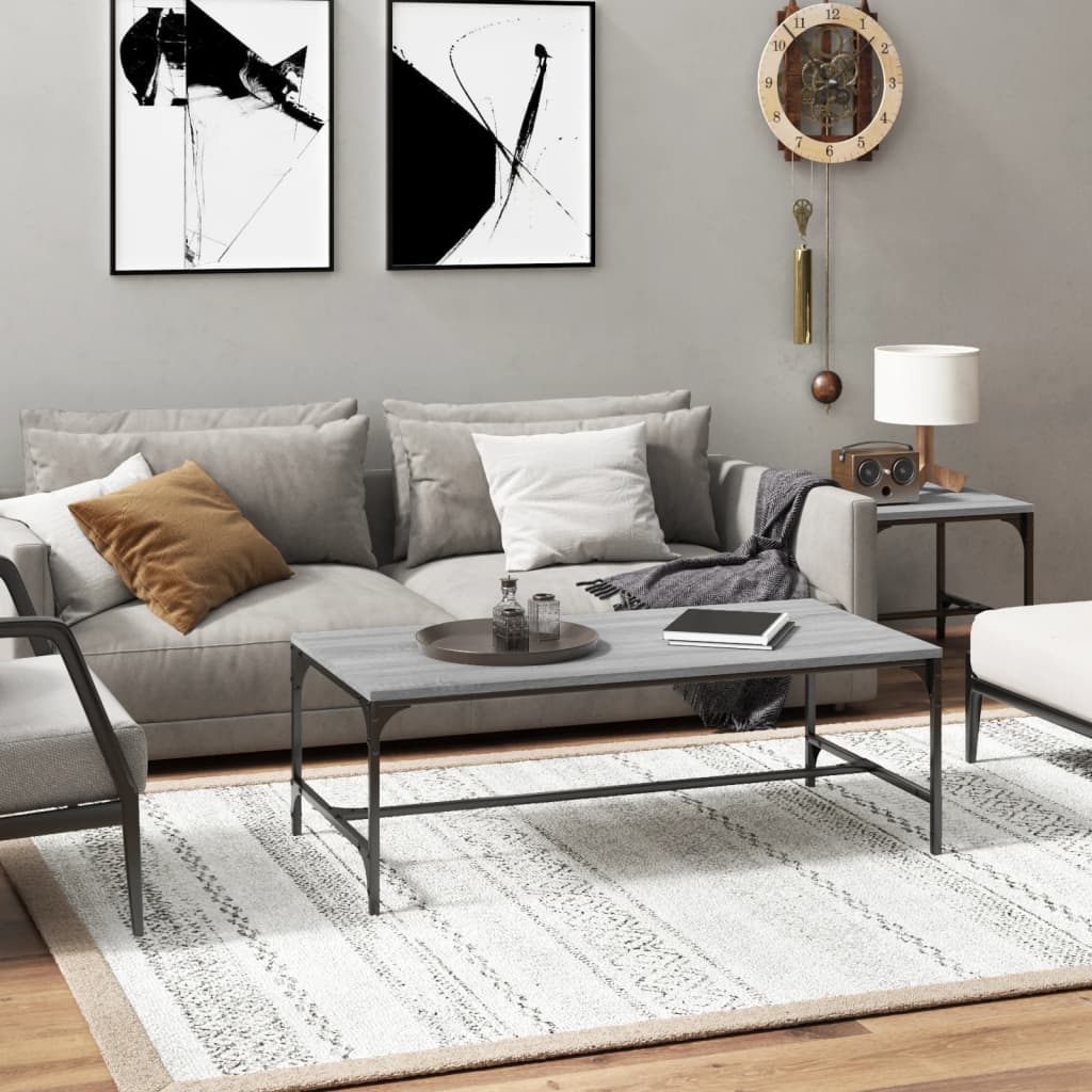Szürke sonoma szerelt fa dohányzóasztal 100 x 50 x 35 cm Szürke sonoma szerelt fa dohányzóasztal 100 x 50 x 35 cm