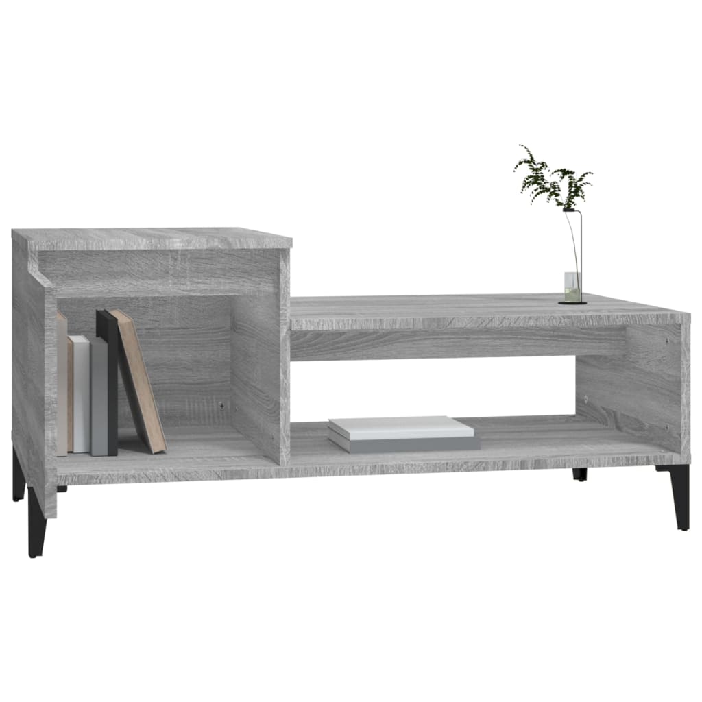 Szürke sonoma szerelt fa dohányzóasztal 100 x 50 x 45 cm Szürke sonoma szerelt fa dohányzóasztal 100 x 50 x 45 cm