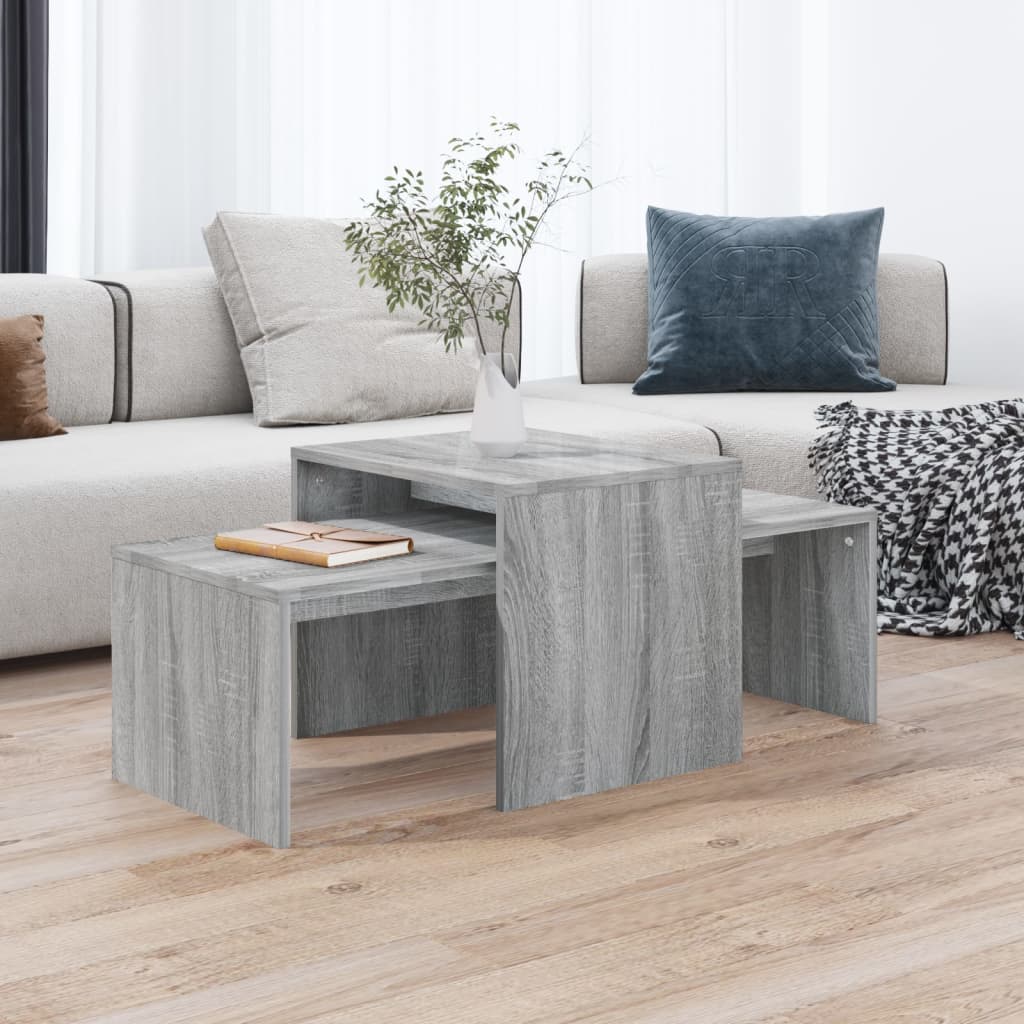 Szürke sonoma színű szerelt fa dohányzóasztalszett 100x48x40 cm