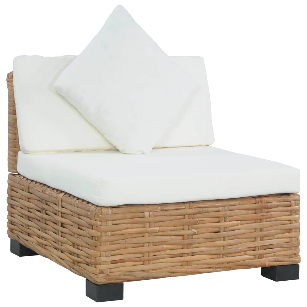 Természetes színű rattan karfa nélküli fotel párnával Természetes színű rattan karfa nélküli fotel párnával