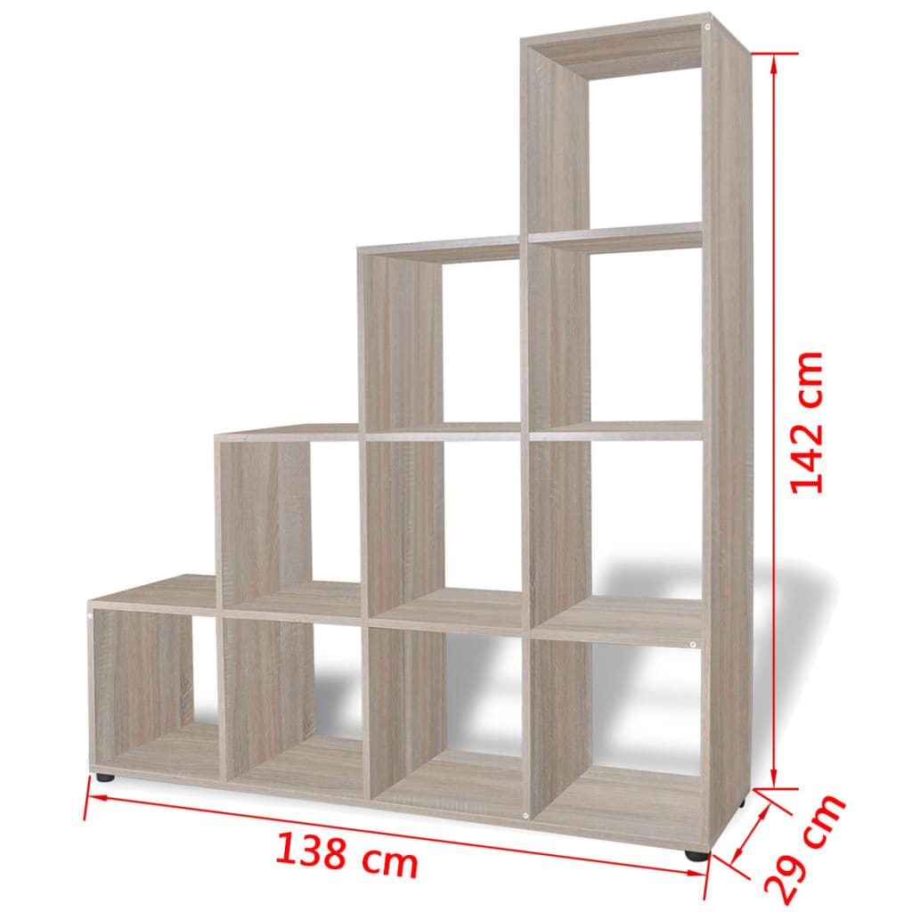Tölgyszínű lépcsős polc 142 cm