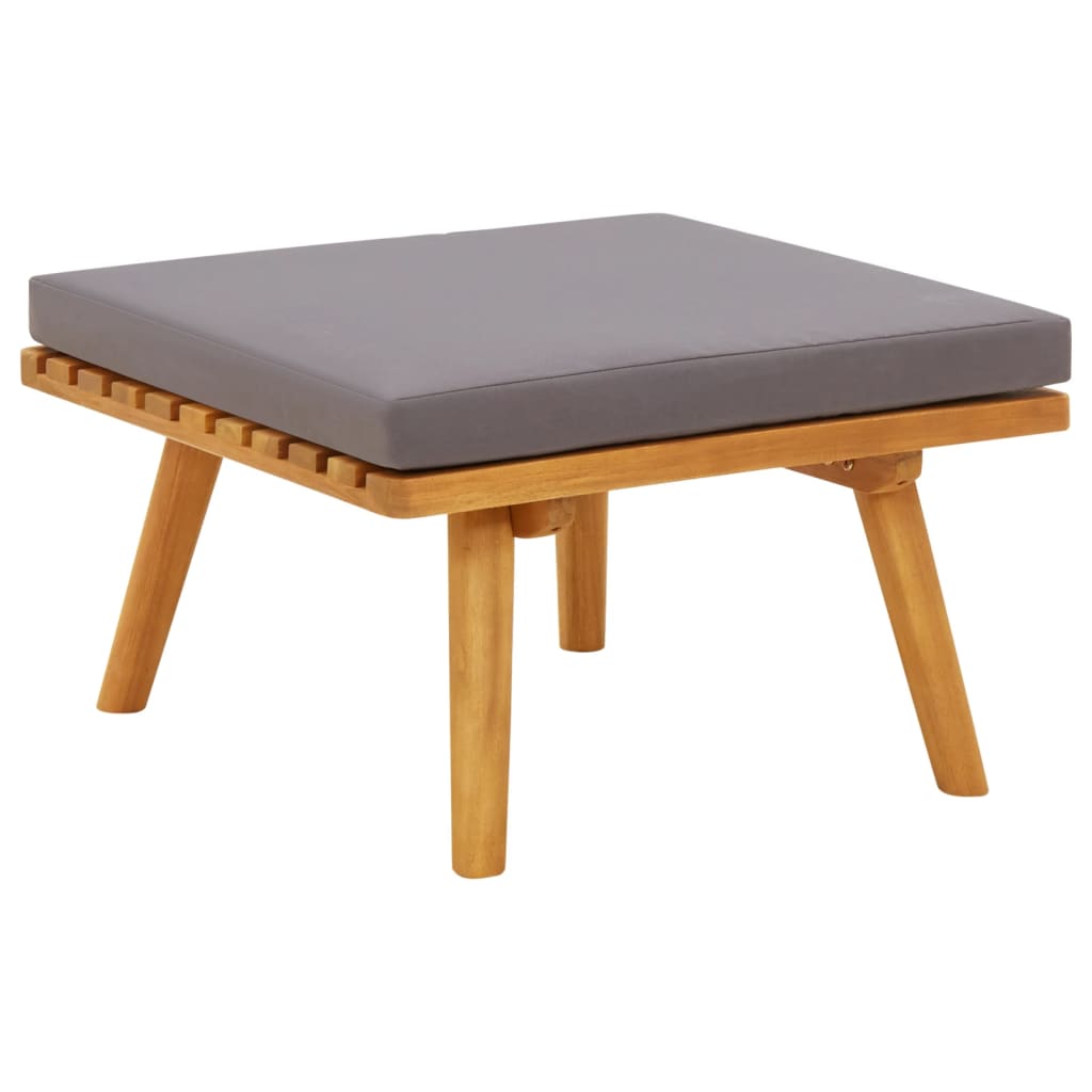 Tömör akácfa kerti lábzsámoly párnával 60 x 60 x 29 cm