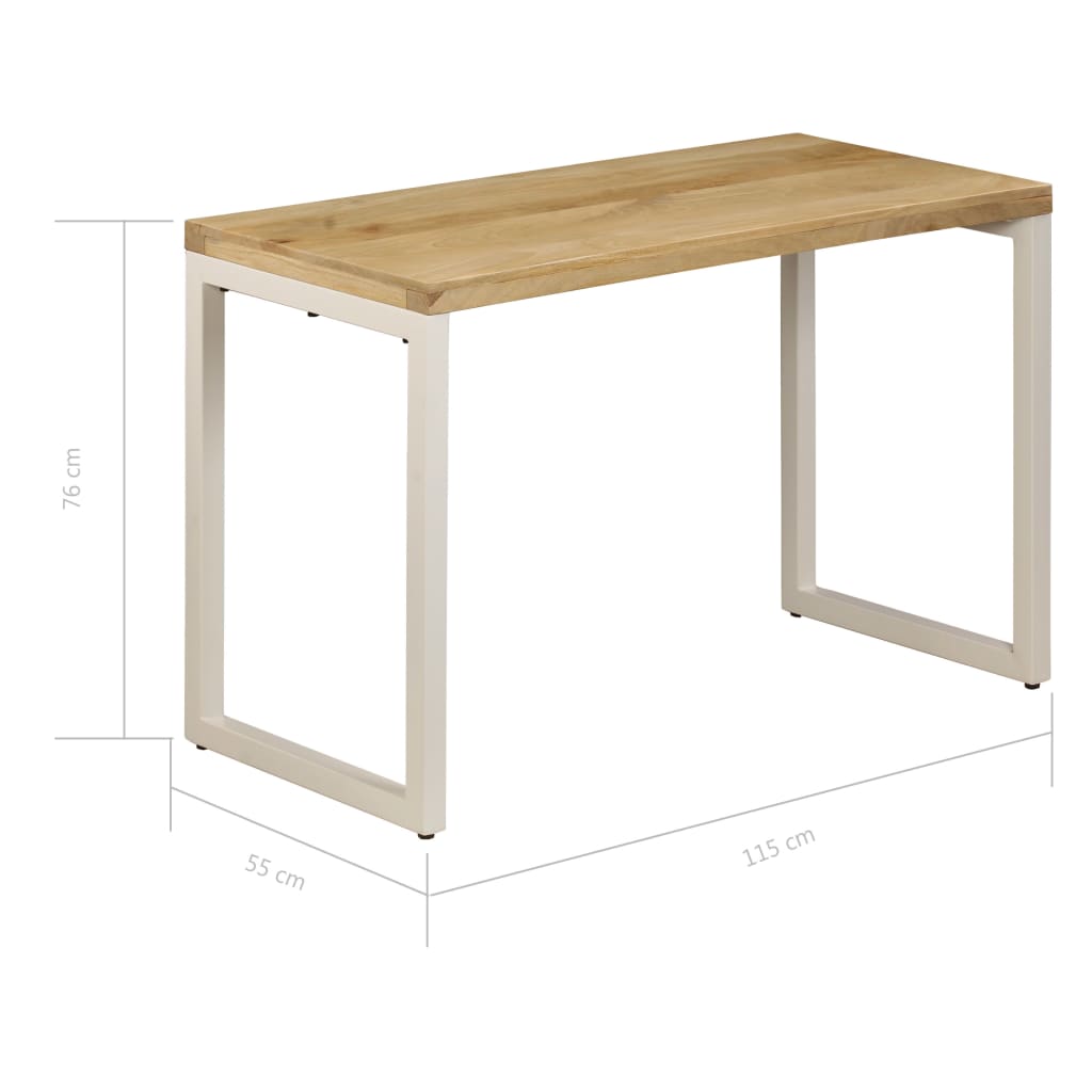 Tömör mangófa és acél étkezőasztal 115 x 55 x 76 cm