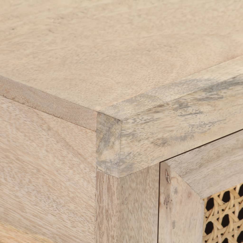 Tömör mangófa és természetes nád tálalóasztal 100 x 35 x 76 cm