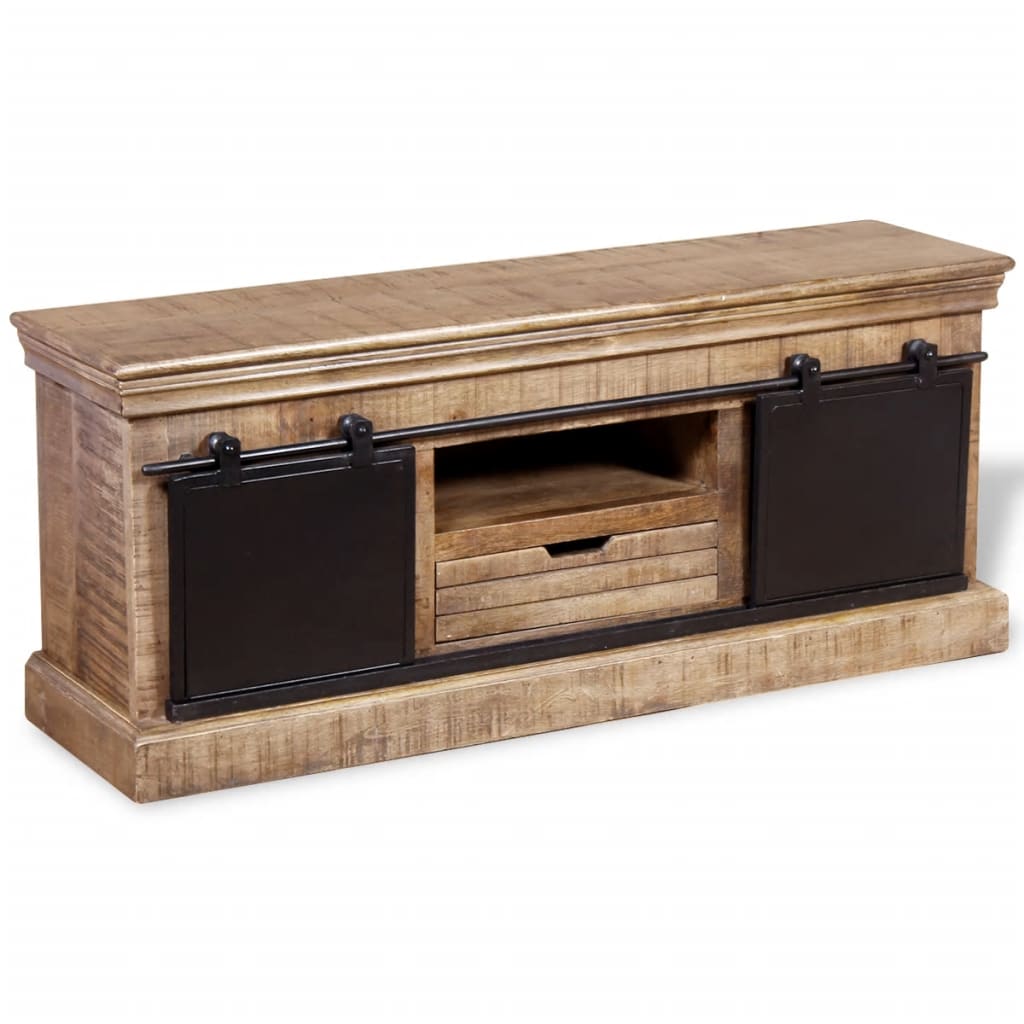 Tömör mangófa tv-szekrény 2 tolóajtóval 100x30x45 cm