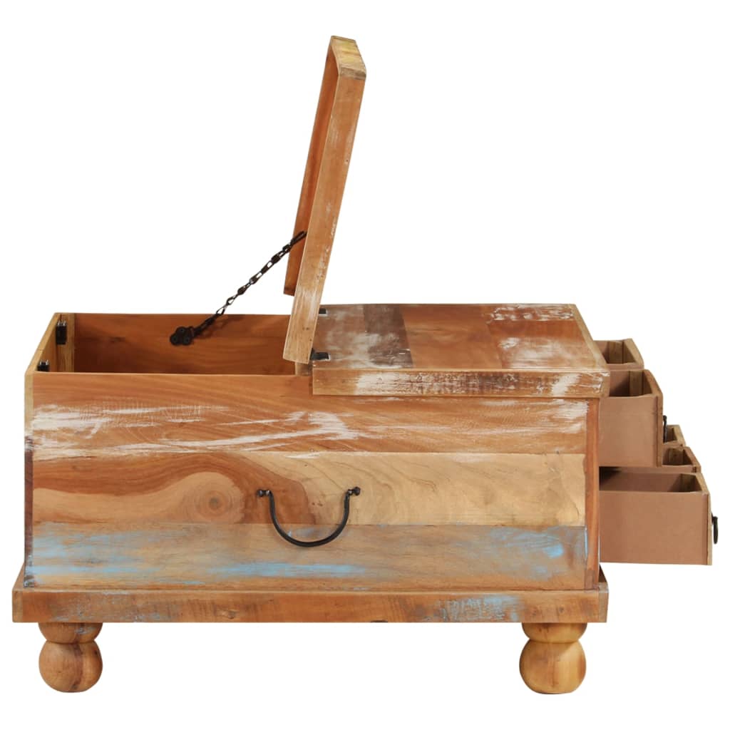 Tömör újrahasznosított fa dohányzóasztal 70 x 70 x 38 cm