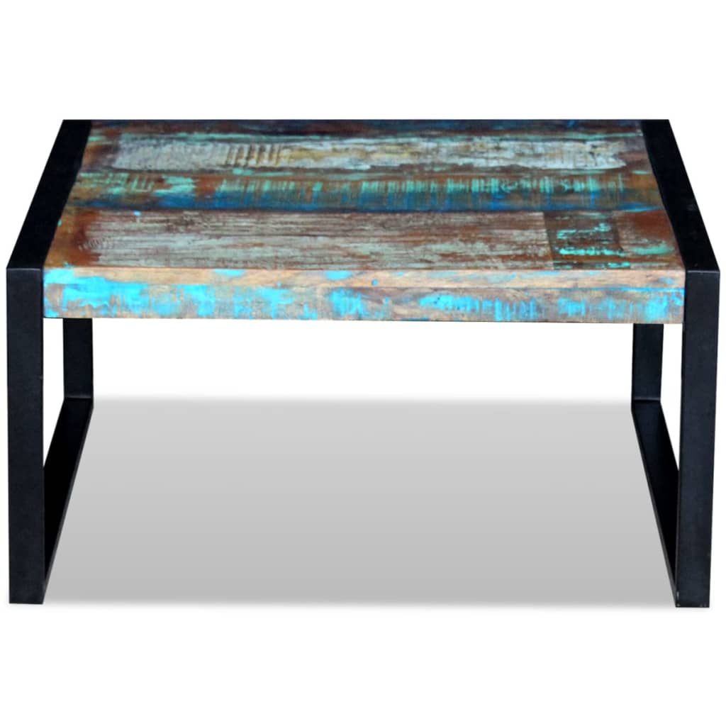 Tömör újrahasznosított fa dohányzóasztal 80 x 80 x 40 cm Tömör újrahasznosított fa dohányzóasztal 80 x 80 x 40 cm