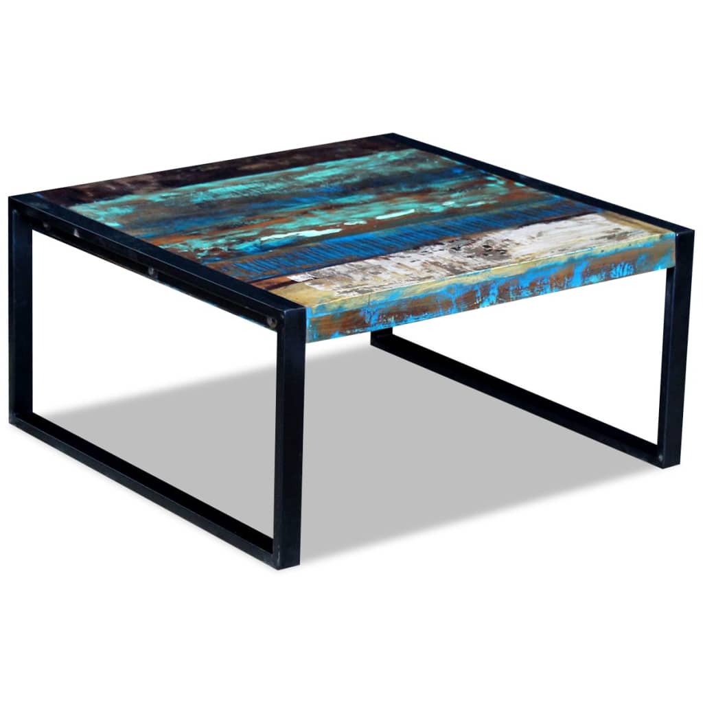 Tömör újrahasznosított fa dohányzóasztal 80 x 80 x 40 cm Tömör újrahasznosított fa dohányzóasztal 80 x 80 x 40 cm