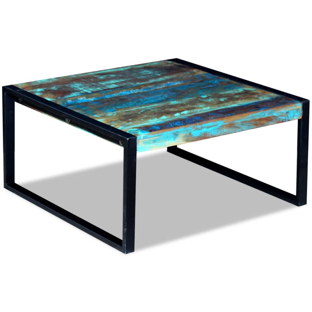 Tömör újrahasznosított fa dohányzóasztal 80 x 80 x 40 cm Tömör újrahasznosított fa dohányzóasztal 80 x 80 x 40 cm