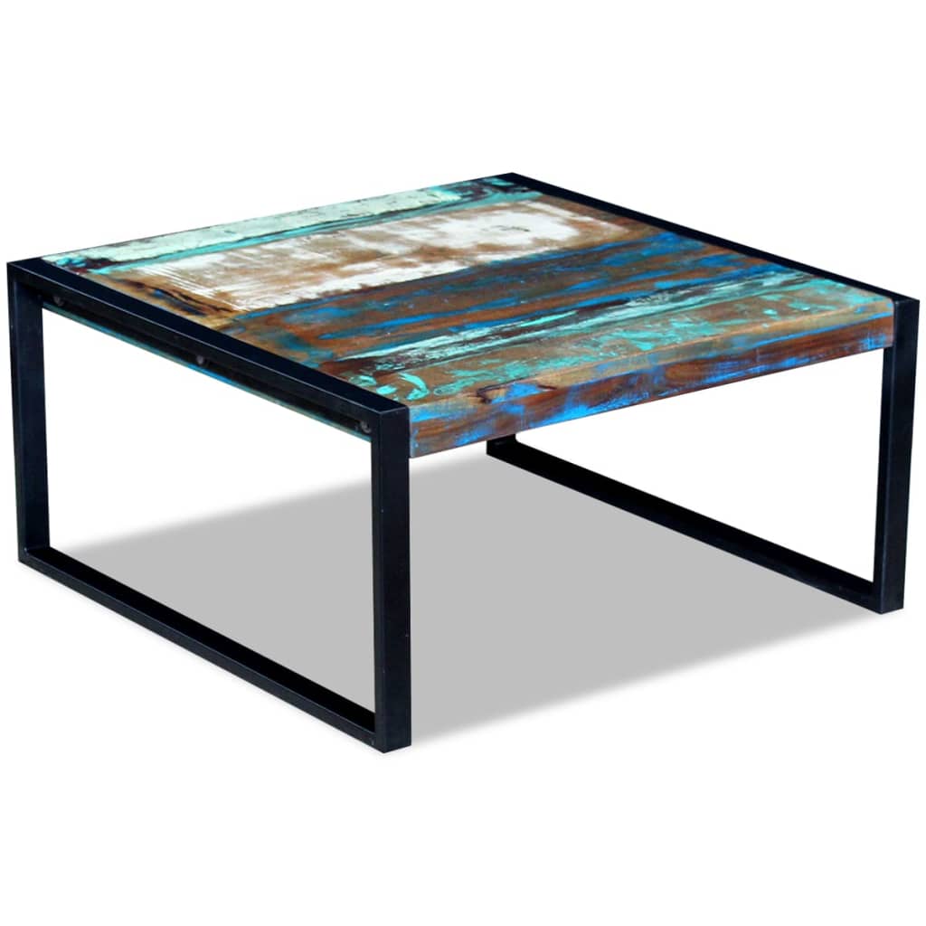 Tömör újrahasznosított fa dohányzóasztal 80 x 80 x 40 cm Tömör újrahasznosított fa dohányzóasztal 80 x 80 x 40 cm