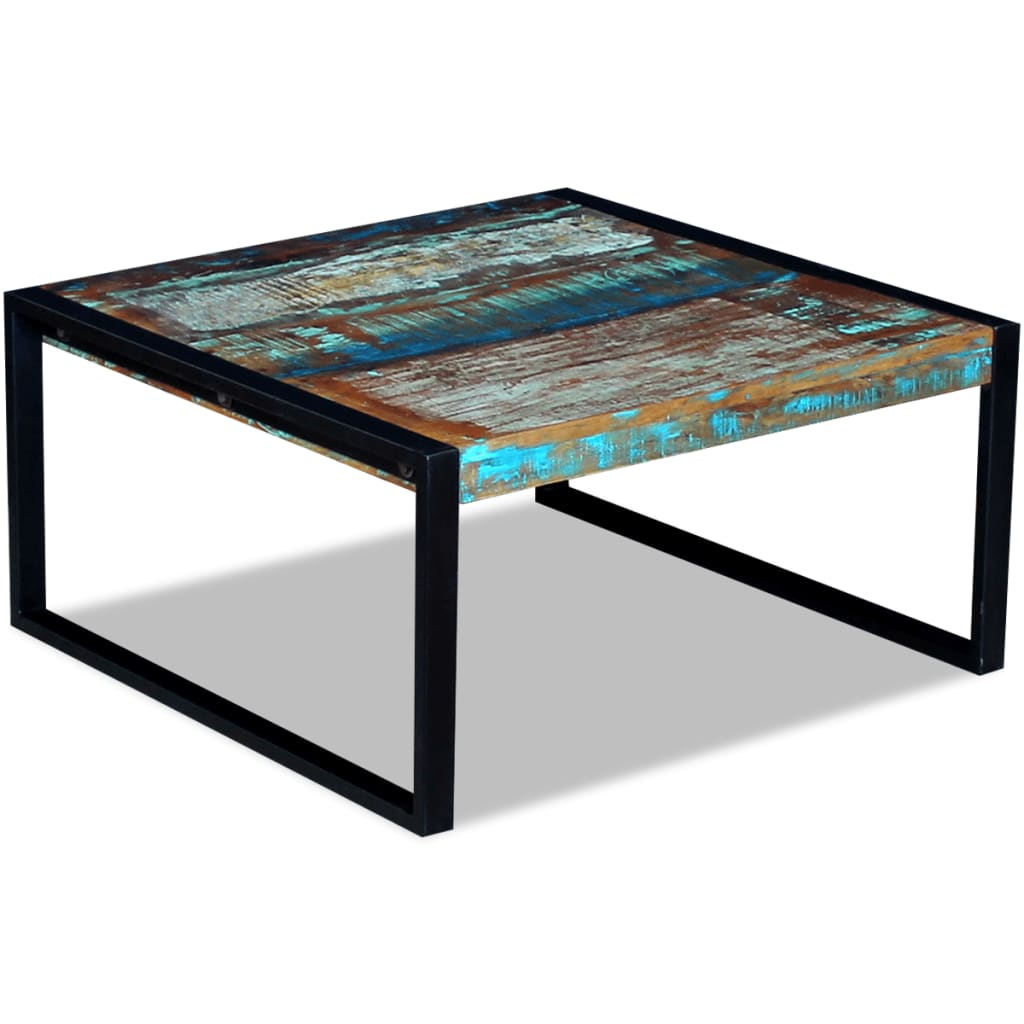 Tömör újrahasznosított fa dohányzóasztal 80 x 80 x 40 cm Tömör újrahasznosított fa dohányzóasztal 80 x 80 x 40 cm