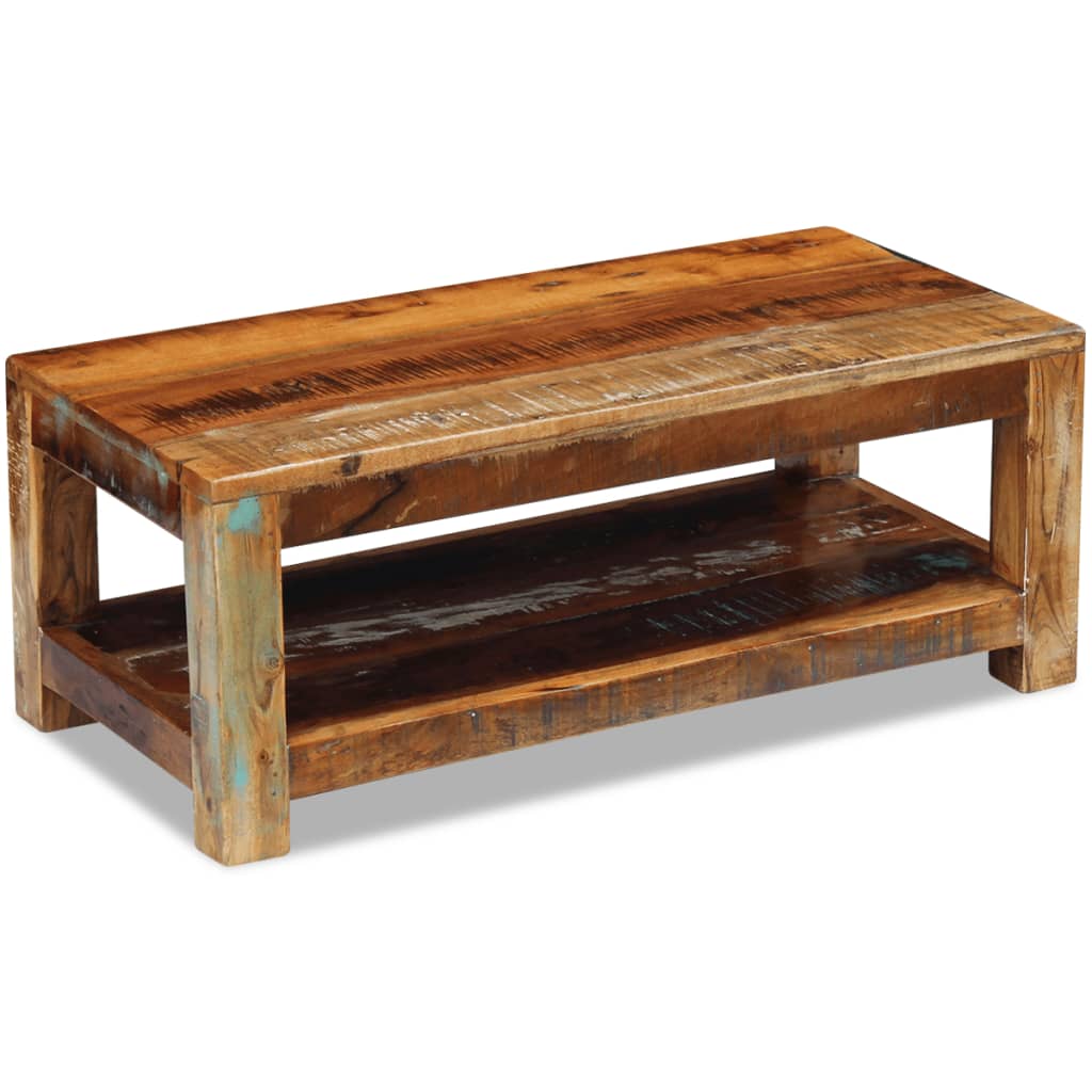 Tömör újrahasznosított fa dohányzóasztal 90 x 45 x 35 cm