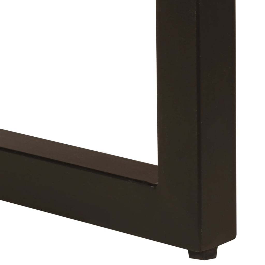 Tömör újrahasznosított fa és acél dohányzóasztal 100x50x35 cm