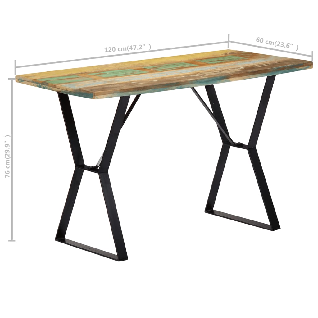 Tömör újrahasznosított fa étkezőasztal 120 x 60 x 76 cm