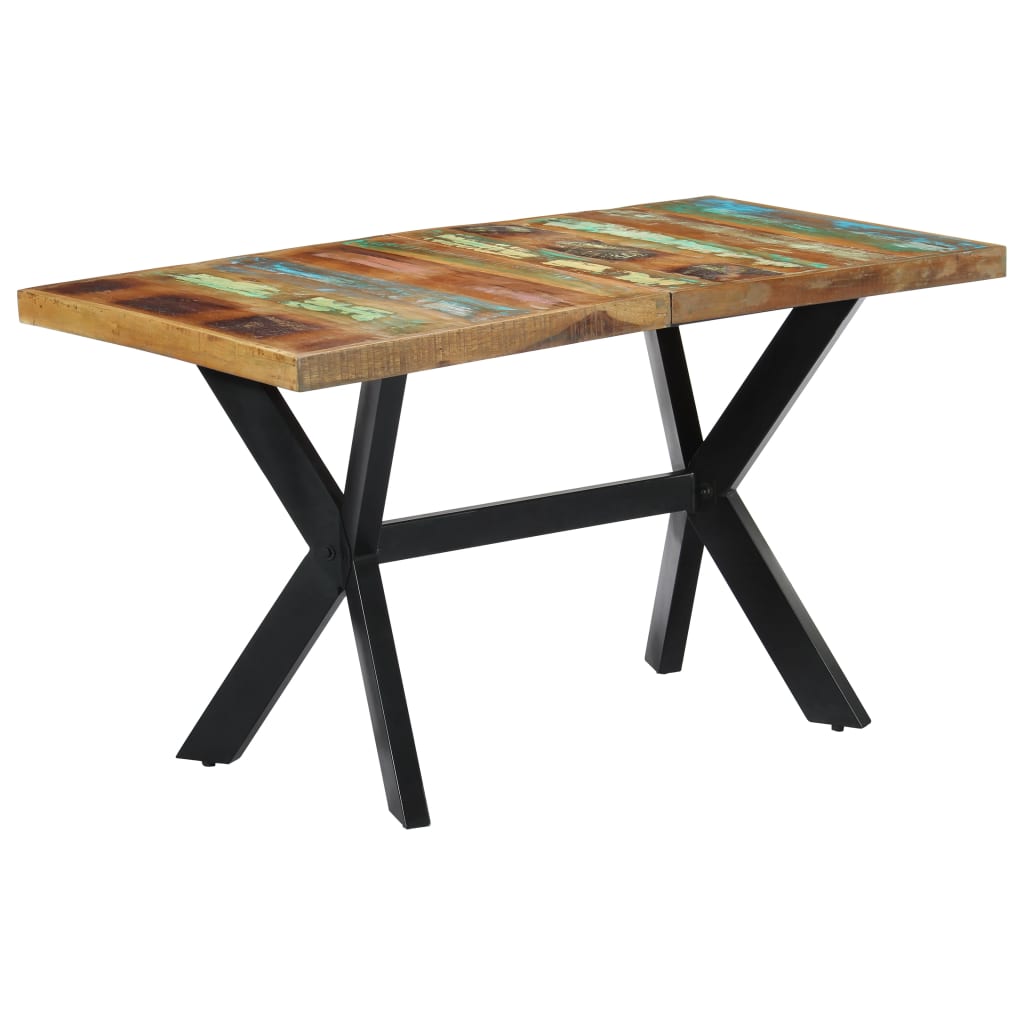 Tömör újrahasznosított fa étkezőasztal 140 x 70 x 75 cm