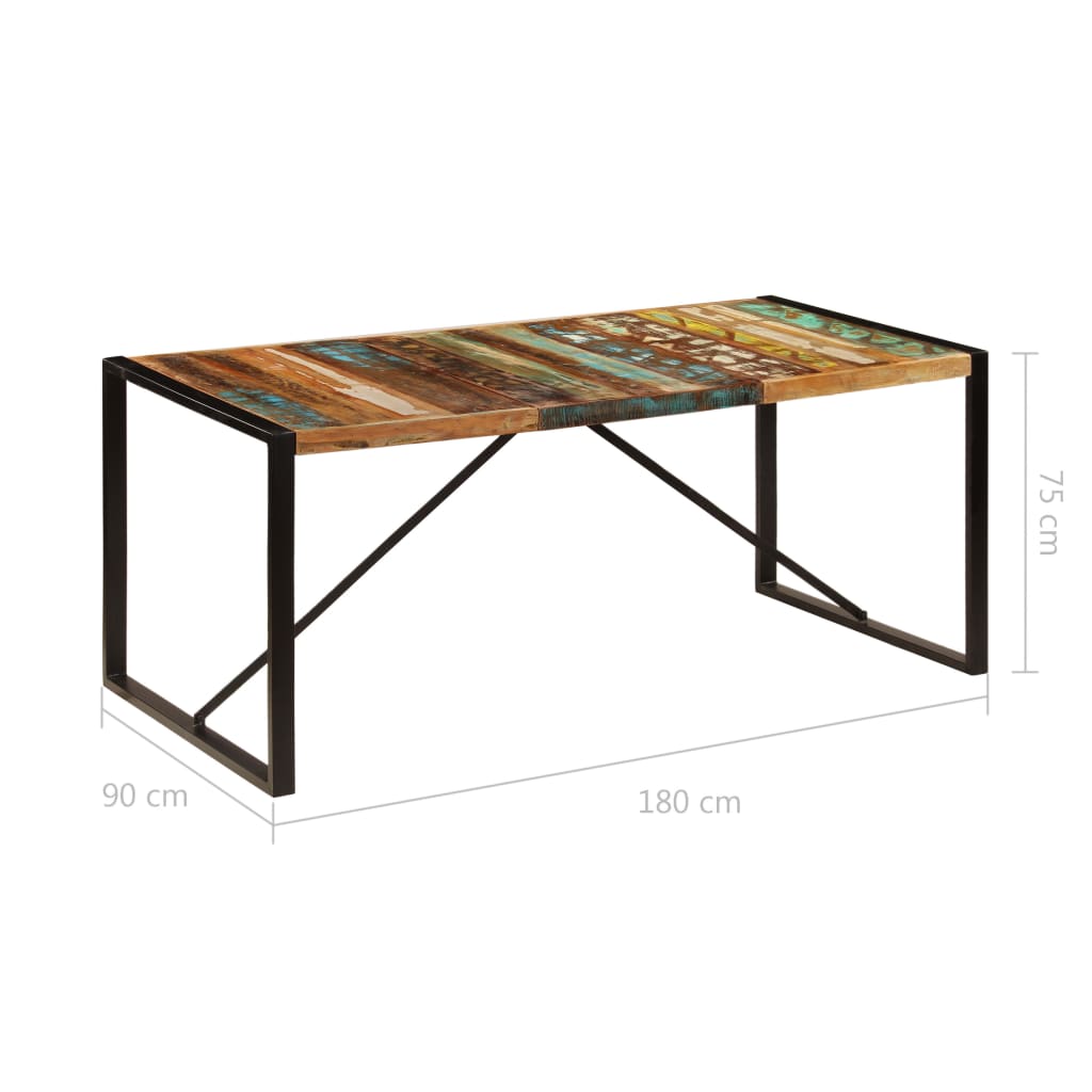 Tömör újrahasznosított fa étkezőasztal 180 x 90 x 75 cm