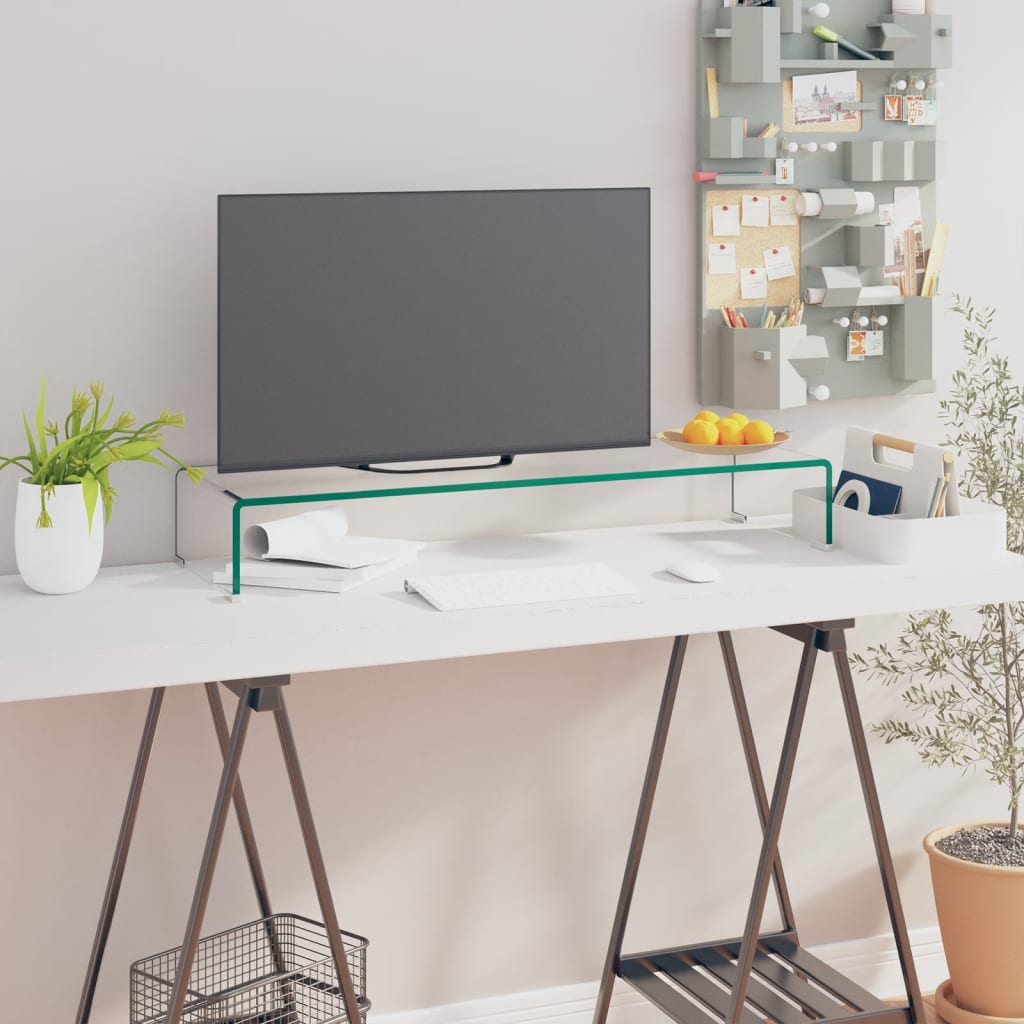 Tv/monitor állvány  átlátszó üveg 90x30x13 cm